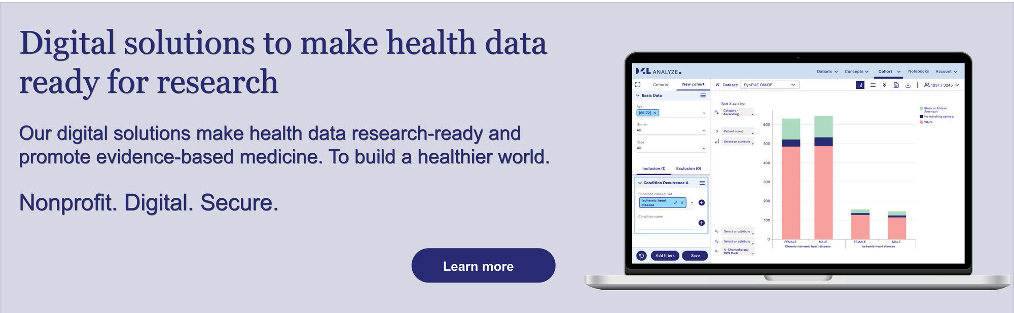 Our digital solutions make health data research-ready and promote evidence-based medicine.