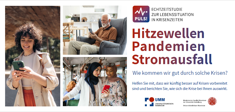 Flyer der PULS! Studie zur Echtzeitstudie zur Lebenssituation in Krisenzeiten  